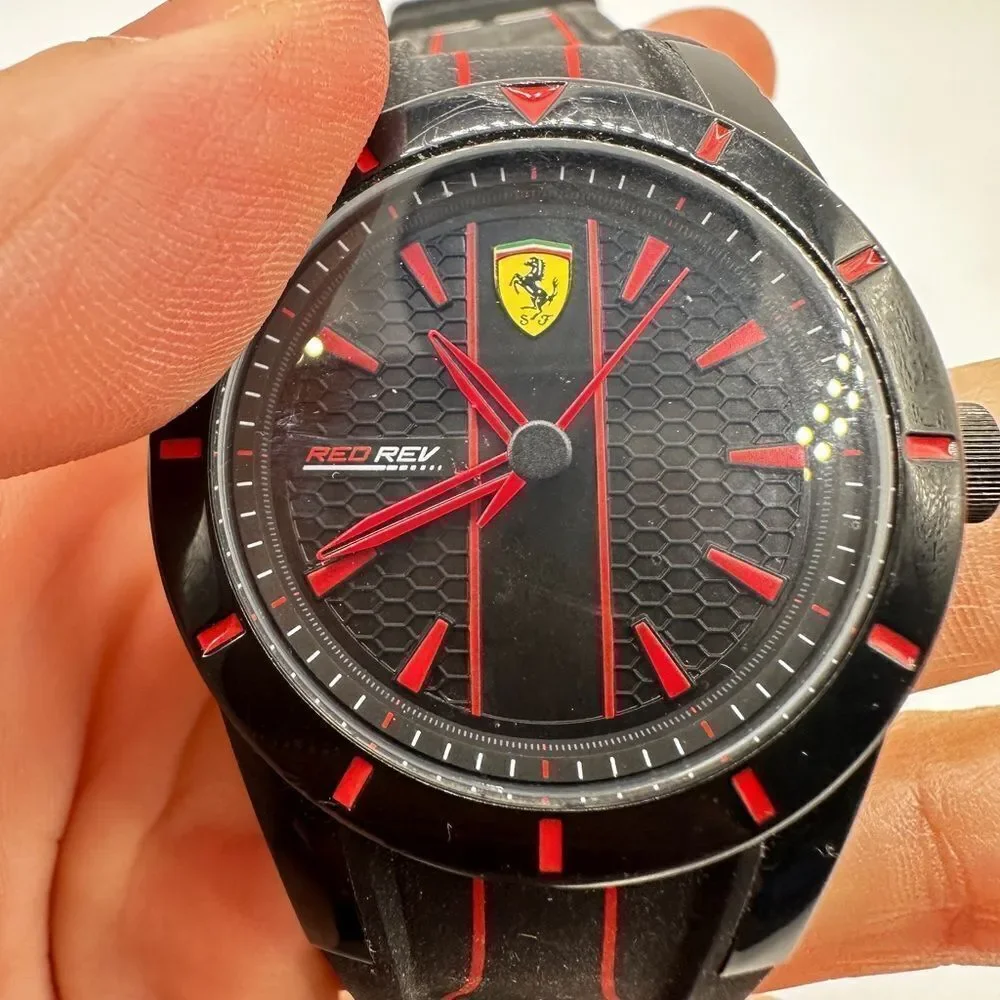 Scuderia‎ Ferrari Men's Red Rev Black Silicone Strap Watch - 38mm
